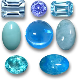 Pierres précieuses bleues froides