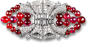 Broche Cartier Art Déco Rubis et Diamants