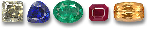 Diamant, saphir bleu, rubis, émeraude et topaze impériale