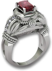 Bague de fiançailles en rubis et or blanc