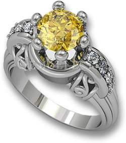 Bague de fiançailles en saphir jaune