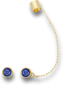 Ensemble de clous, manchette et chaîne en saphir bleu et or