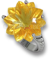 Bague fleur de citrine sculptée