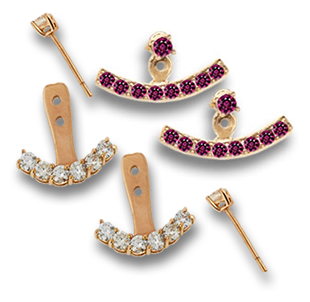 Blousons d'oreilles en or grenat rhodolite et saphir blanc