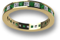 Bague d'éternité en émeraude et saphir blanc