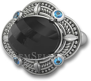 Bague en argent thaï spinelle noir
