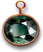 Saphir vert serti sur bronze