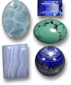 True Blue : Larimar, Saphir bleu, Turquoise, Agate bleue et Lapis-lazuli