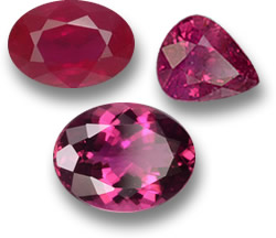 Rouge pour la passion : rubis (en haut) et tourmaline rubellite (en bas)
