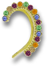 Manchette d'oreille en pierres précieuses multicolores