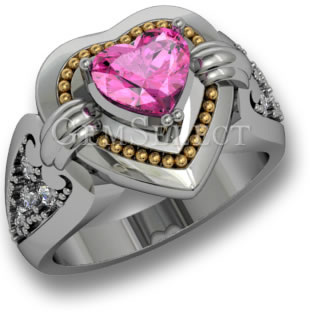 Bague en saphir rose bicolore de GemSelect - Grande image