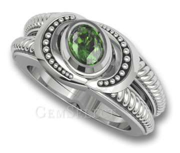 Bague Grenat Tsavorite Plaqué Rhodium