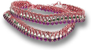 Bracelets de cheville en or rose, améthyste et topaze blanche