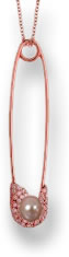 Pendentif épingle à nourrice en or rose et perle