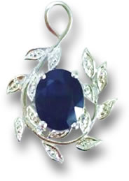 Collier Pendentif Argent, Diamant et Saphir
