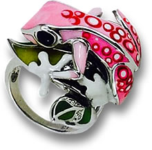 Bague Grenouille en Argent et Émail