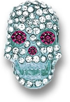 Crâne avec diamant et grenat rhodolite