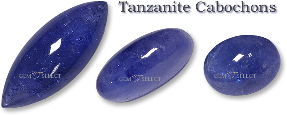 Une photo de pierres précieuses cabochons tanzanites de GemSelect