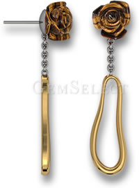 Boucles d'oreilles pendantes en œil de tigre sculpté