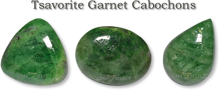 Une photo de cabochons de grenat tsavorite de GemSelect