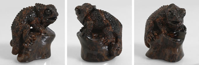 Superbe sculpture en obsidienne en acajou