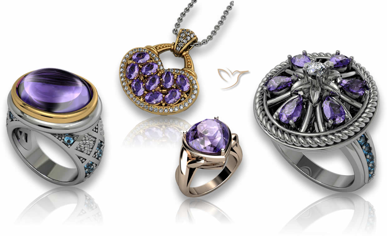 Conceptions de bijoux en améthyste