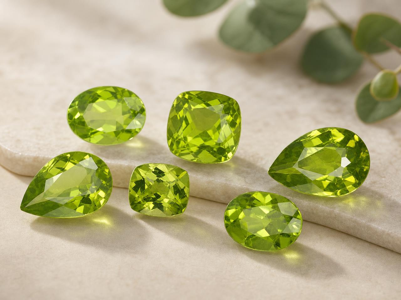 Péridot vert brut pour bijoux de naissance d'août