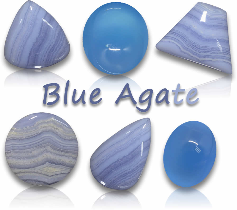 Pierres précieuses d'agate bleue naturelle