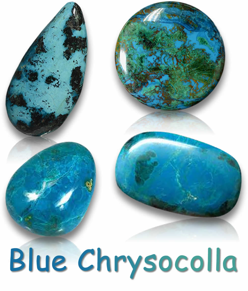 Pierres précieuses naturelles de chrysocolle bleue