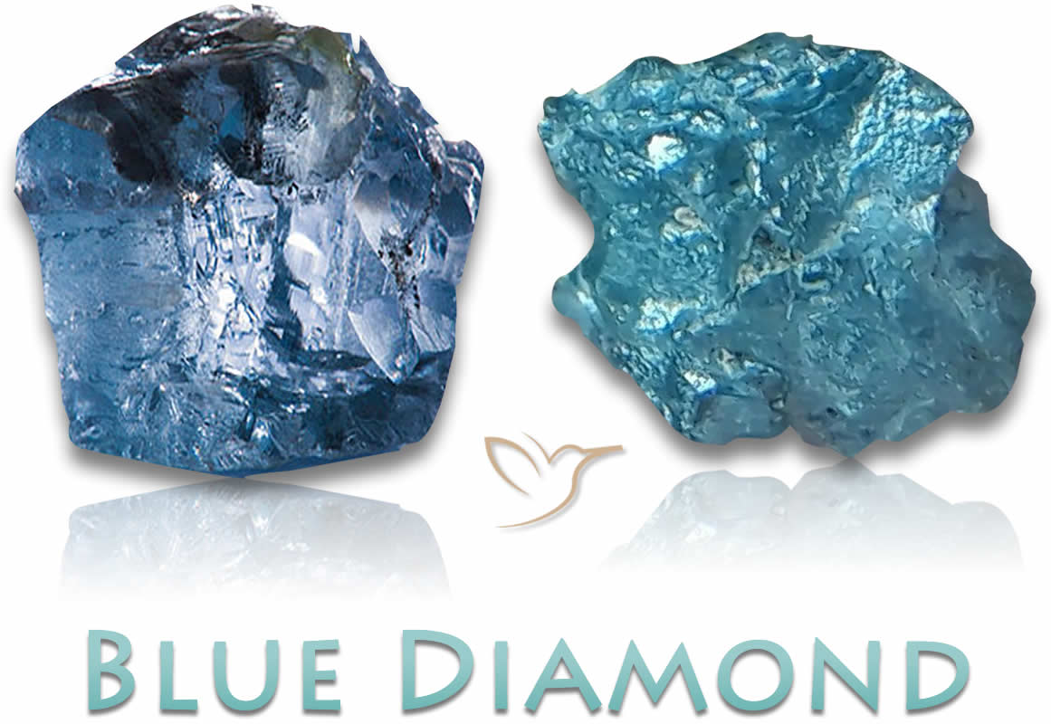 Pierres brutes de diamant bleu