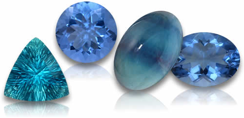 Pierres précieuses naturelles de fluorite bleue