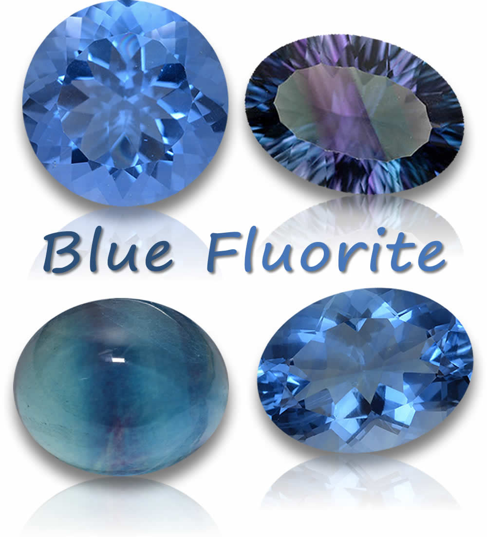 Pierres précieuses naturelles de fluorite bleue