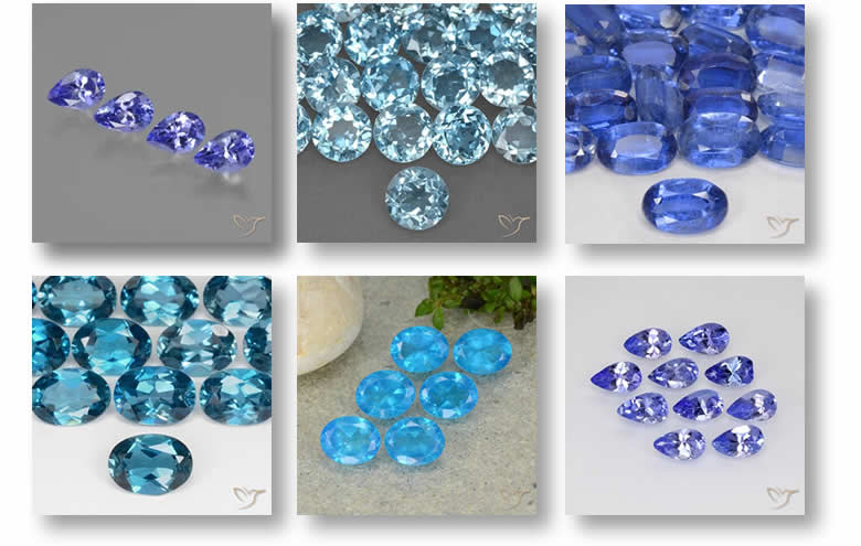 Lots de pierres précieuses bleues en vrac pour la fabrication de bijoux