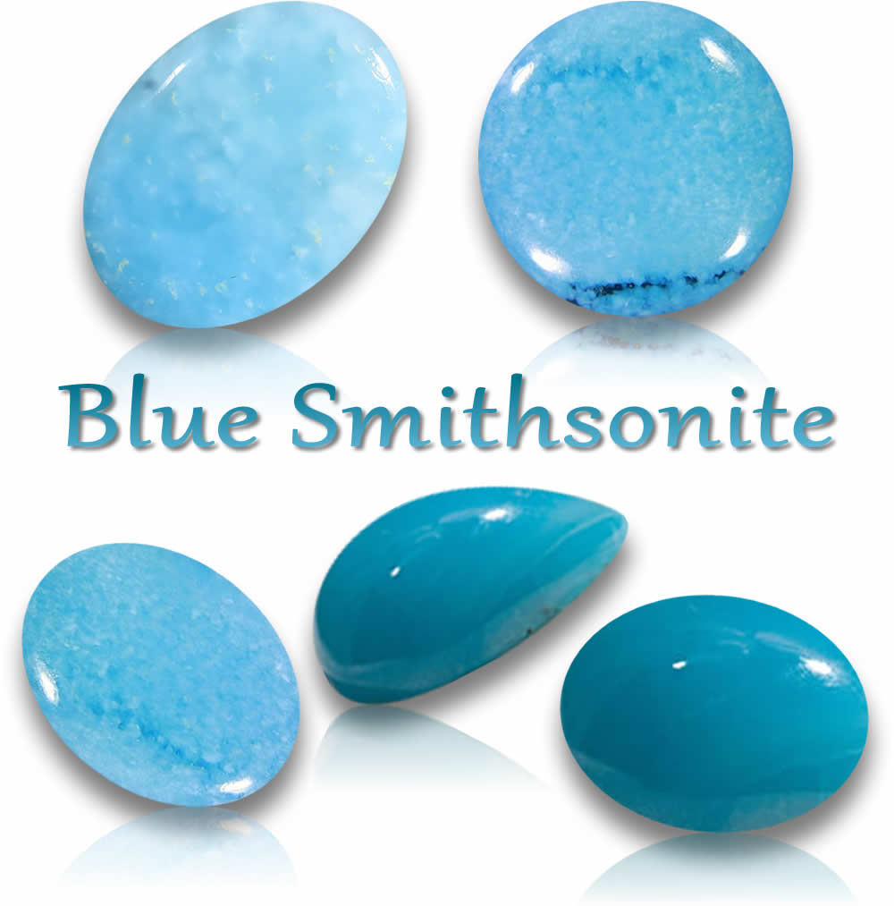Pierres précieuses naturelles de Smithsonite bleues