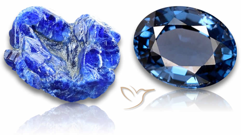 Pierres précieuses naturelles de spinelle bleue