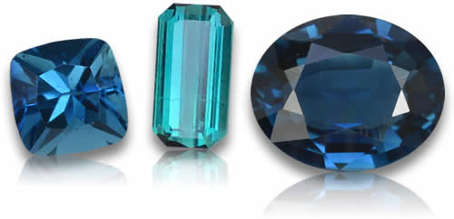 Pierres précieuses naturelles de tourmaline bleue