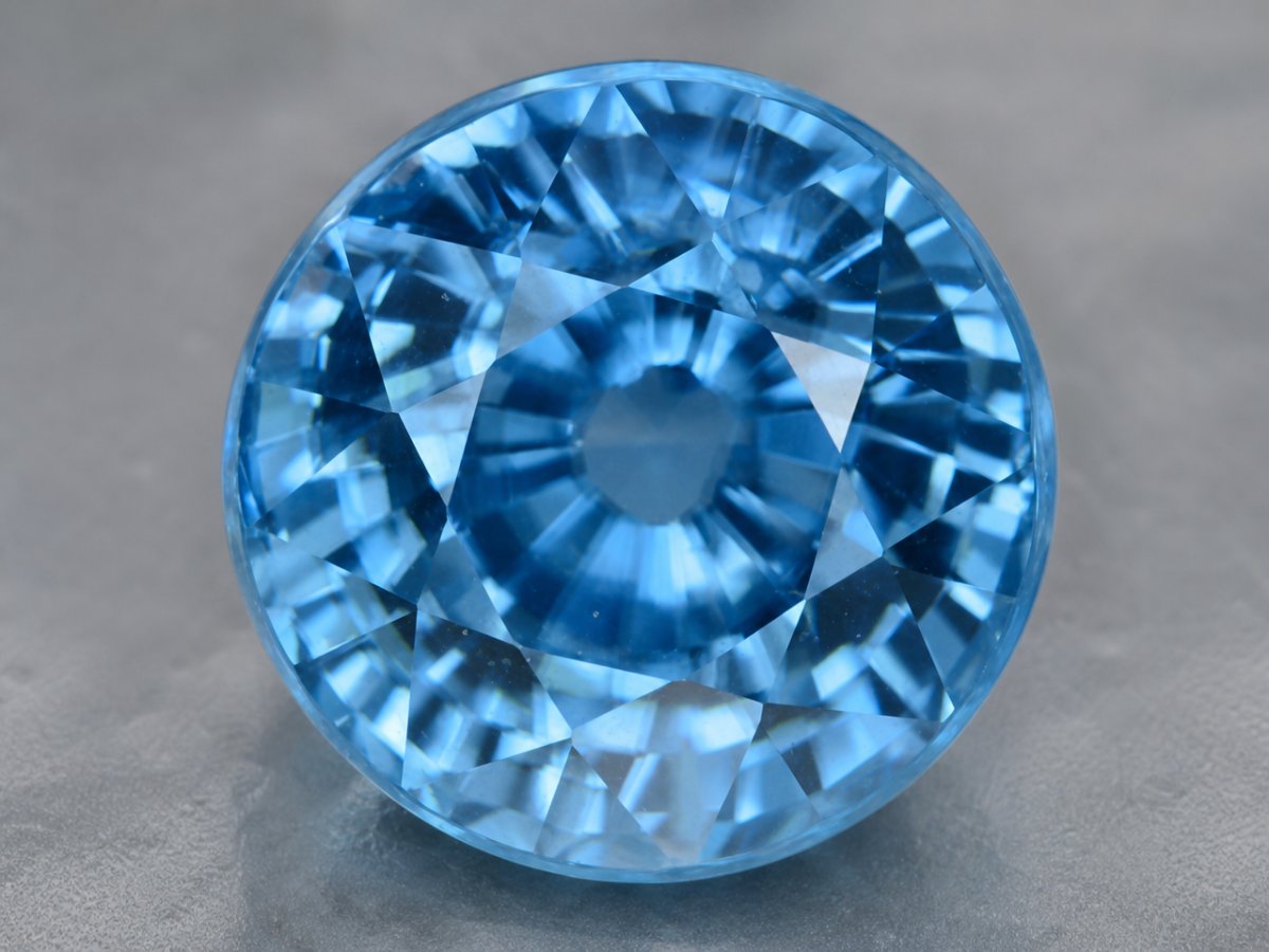 Gros plan sur des pierres précieuses de zircon bleu naturel