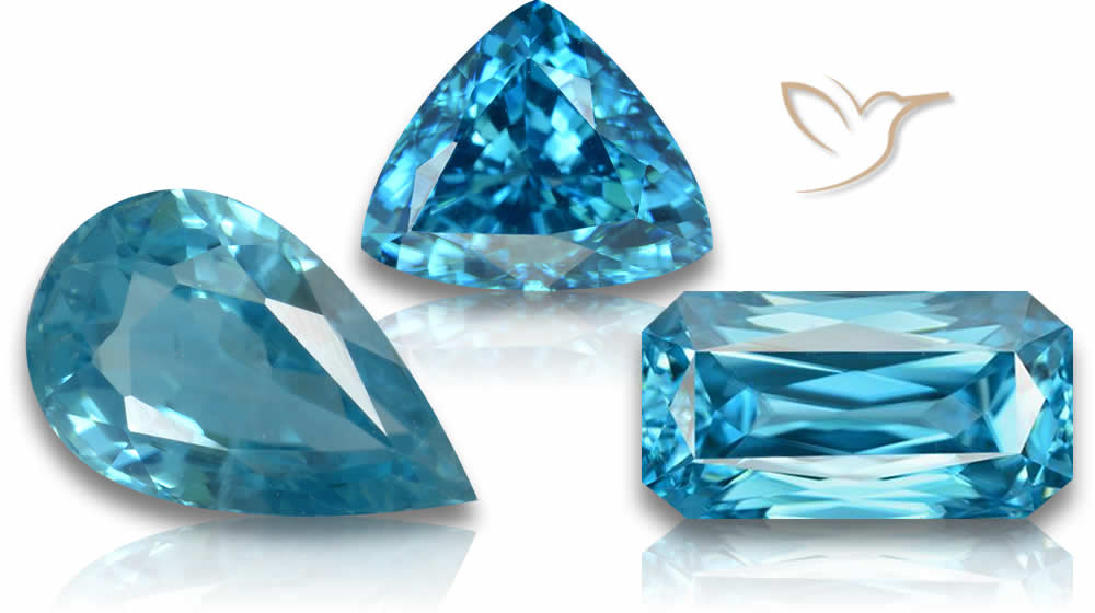 Pierres précieuses de zircon bleu