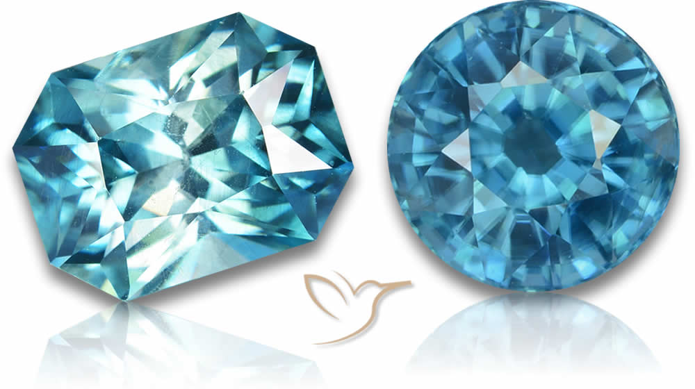 Pierres précieuses de zircon bleu