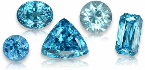 Pierres précieuses naturelles de Zircon bleu