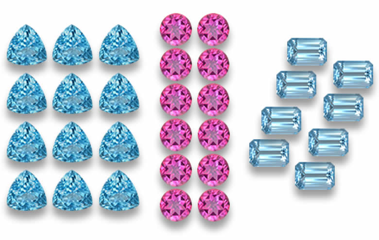 Loose Calibrated Topaz Gemstones, Blue, White Calibrated Gems, Wholesale Calibrated Topaz