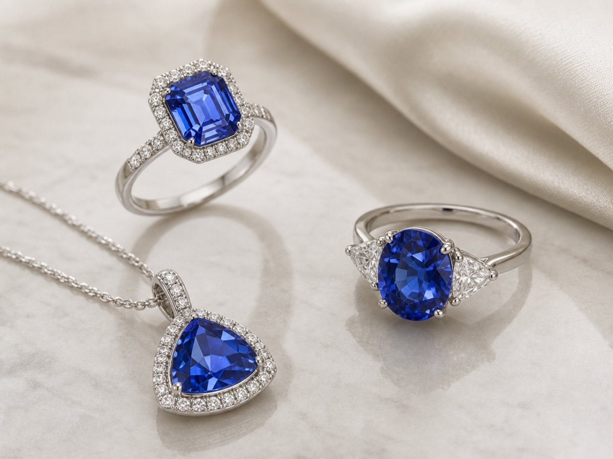Saphirs de Ceylan présentés en joaillerie