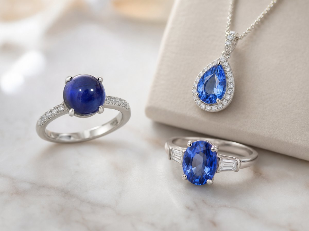 Saphirs de Ceylan présentés en joaillerie