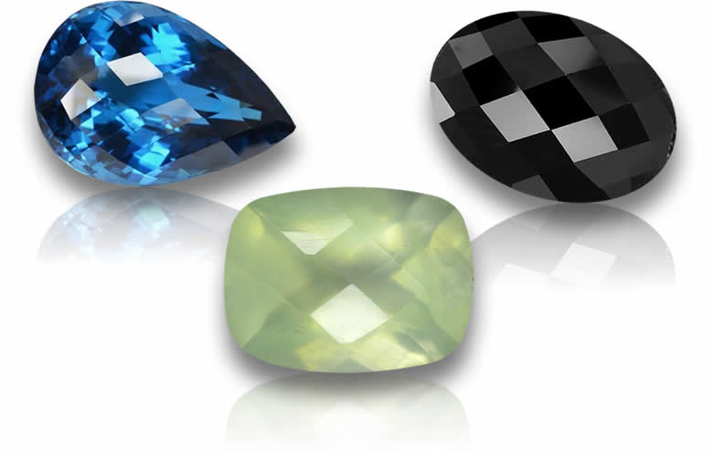 Pierres précieuses taillées en damier, en vrac, pour la joaillerie