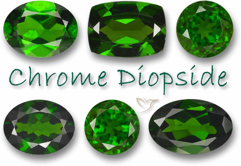 Pierres précieuses naturelles de diopside de chrome