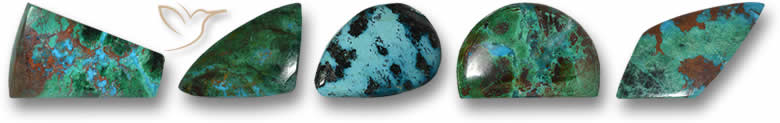 Pierres gemmes de chrysocolle de forme insolite