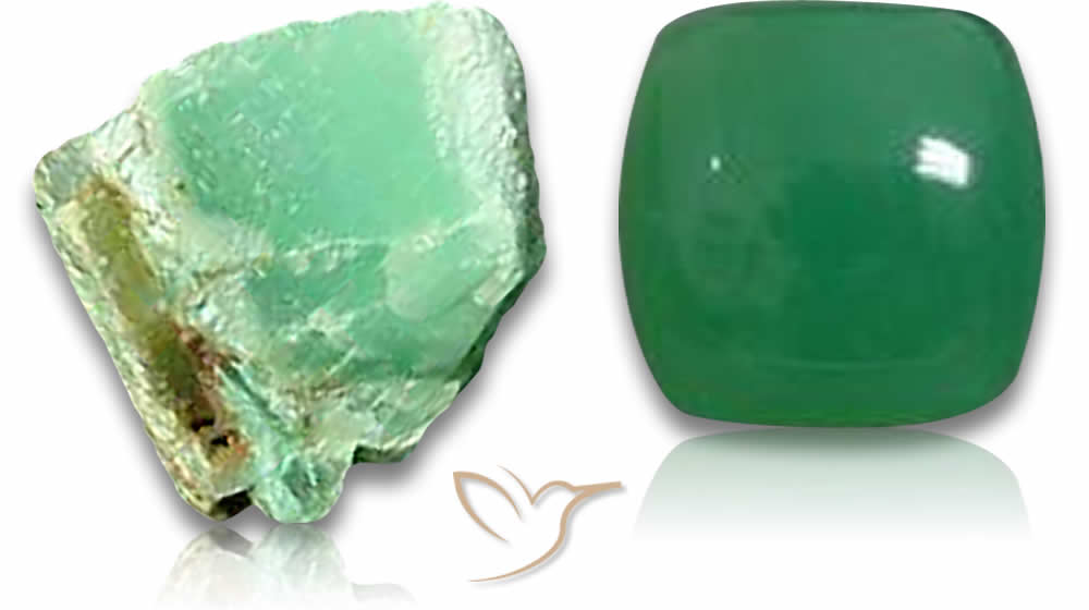 Pierres précieuses naturelles de chrysoprase