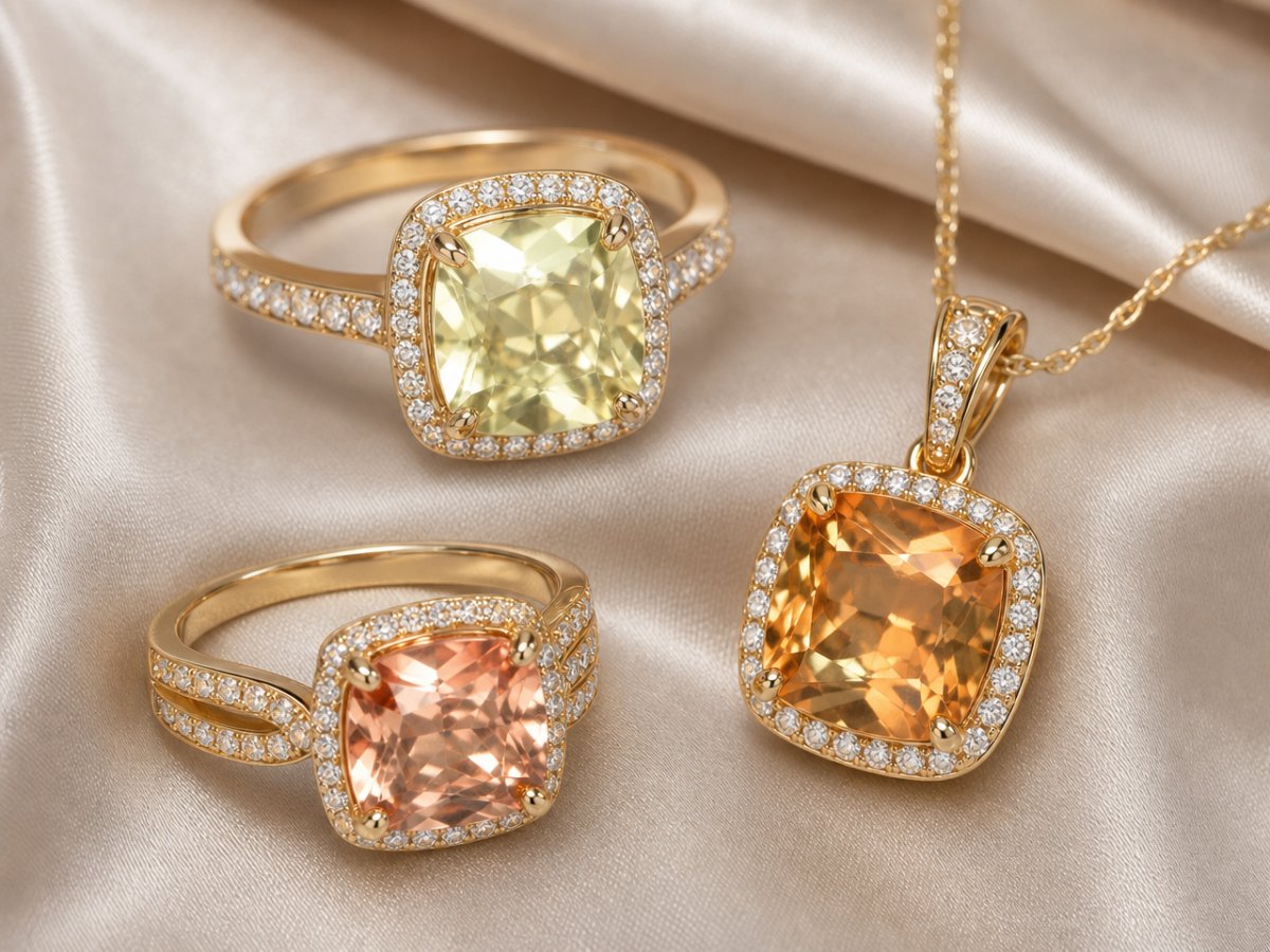 Pierres précieuses diaspore à changement de couleur présentées en joaillerie