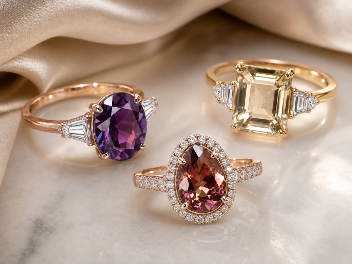 Saphirs à changement de couleur présentés en joaillerie