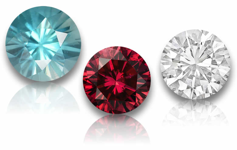 Pierres précieuses taillées en diamant avec facettage brillant